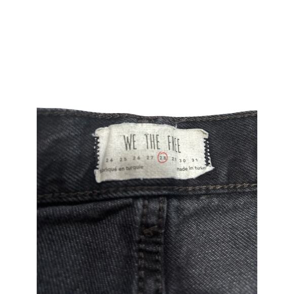 Free People Maggie Distressed Straight Leg Jeans | Washed Black Raw Hem Size 28 - Picture 4 of 7